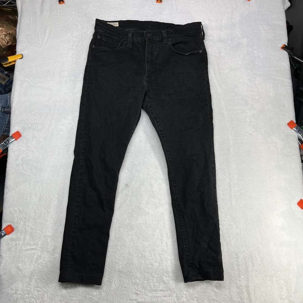 Levi's Skinny Taper‎ Jeans Men's Black Denim Stretch Mid Rise Classic - 34X27.5